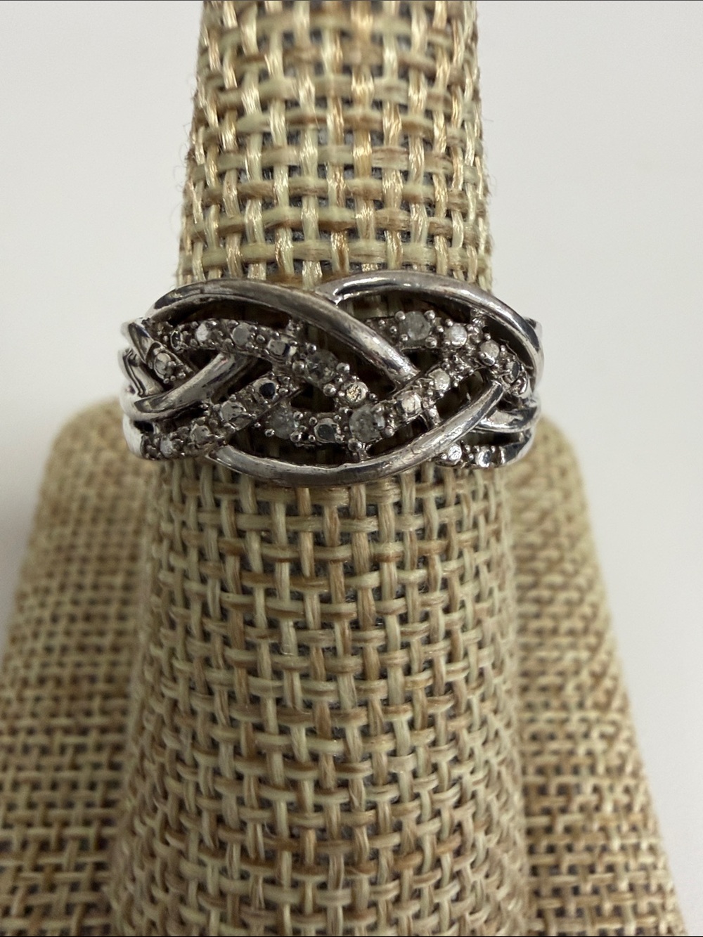 Sterling Silver and Diamond Ring size 8